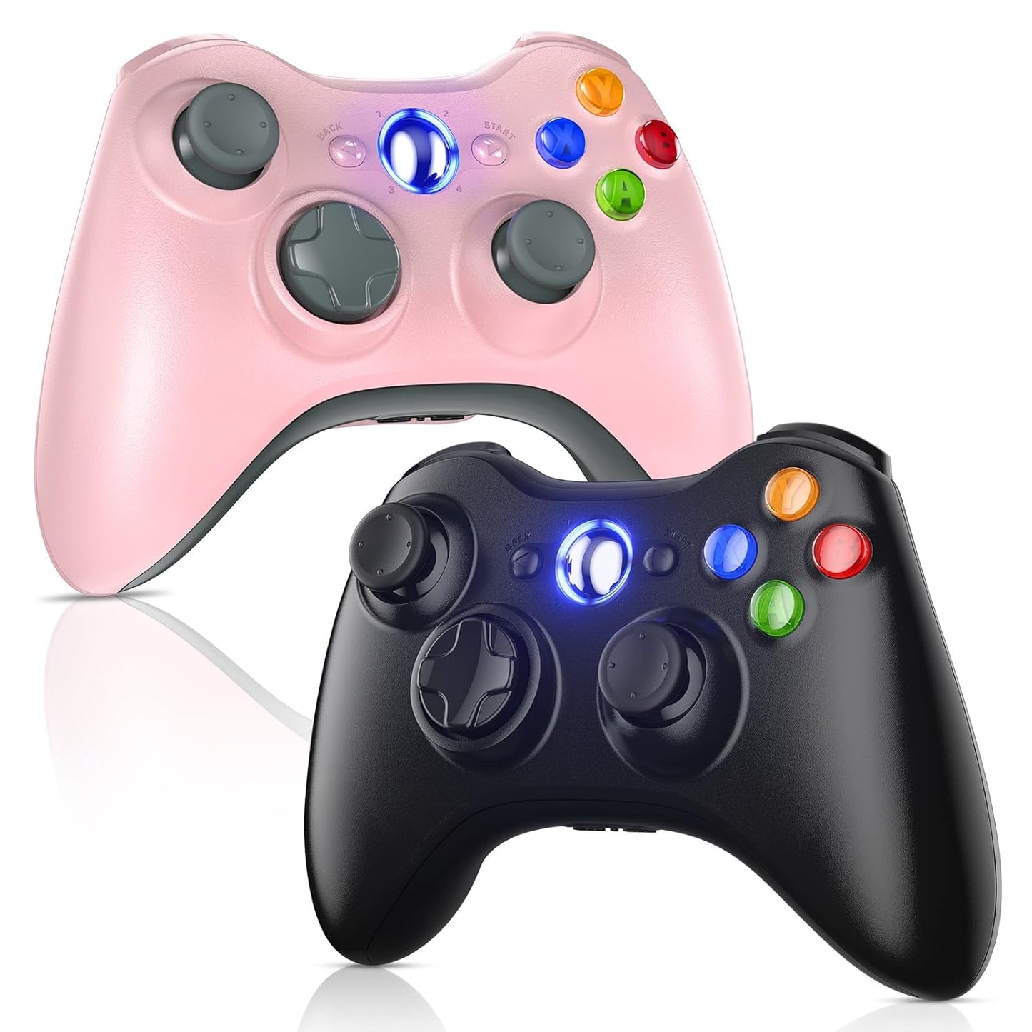 Gamrombo 2 Pack Replacement for Xbox 360 Controller, Wireless Controllers Gamepad Upgraded Joystick Compatible with 360 & Slim, Windows 11/10/8/7 PC Controller