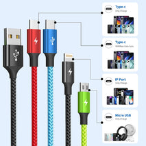 Cruise Essentials 2026 4 in 1 Multi Charging Cable [2Pack 5FT], Tangle Free USB C Car Charger Cable, Nylon Braided Charging Cords for Multiple Devices, Travel Essentials Car Accessories