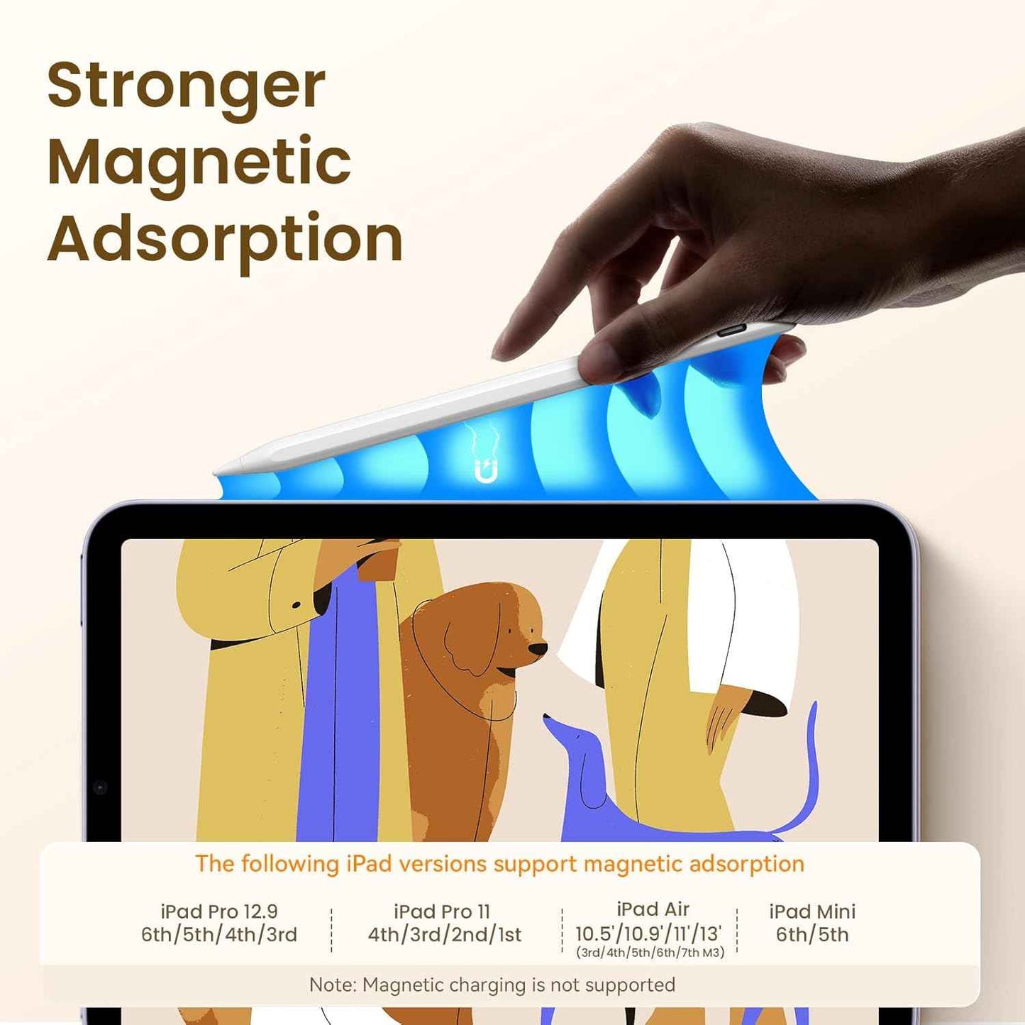 Stylus Pen for iPad(2018-2025)-13 Mins Fast Charge with Tilt Sensitivity & Palm Rejection for iPad 11/10/9/8/7/6th Gen, Air 7/6/5/4/3/M3/M2, Pro 13"/12.9"/11"/M4, Mini 7/6/5th, White