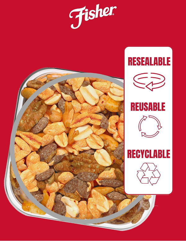 Fisher Snack Honey Roasted Mixed Nuts with Peanuts, 24 Ounces, Reusable Canister