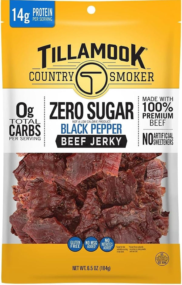 Tillamook Country Smoker Zero Sugar Beef Jerky, Original, 6.5 Ounce