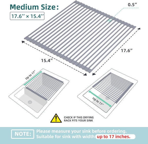 Ohuhu Over Sink Dish Drying Rack with Silicone Coating for Kitchen Counter