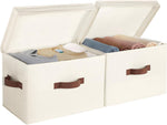 StorageWorks Fabric Storage Bins with Lid, Decorative Storage Boxes for Shelves and Closets