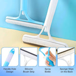 3-in-1 Window Cleaning Scraper with Squeegee and Sprayer - Blue