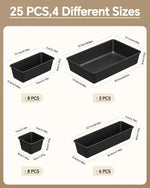 25 PCS Plastic Drawer Organizers Set for Makeup and Desk Drawers