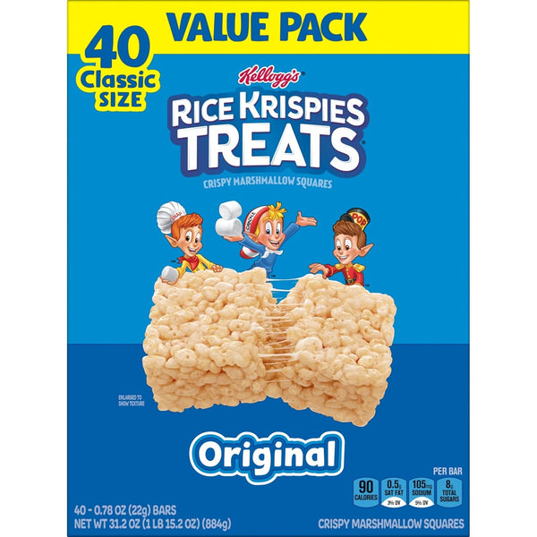 Rice Krispies Original Marshmallow Cereal Bars, 40 Bars, 31.2oz Box