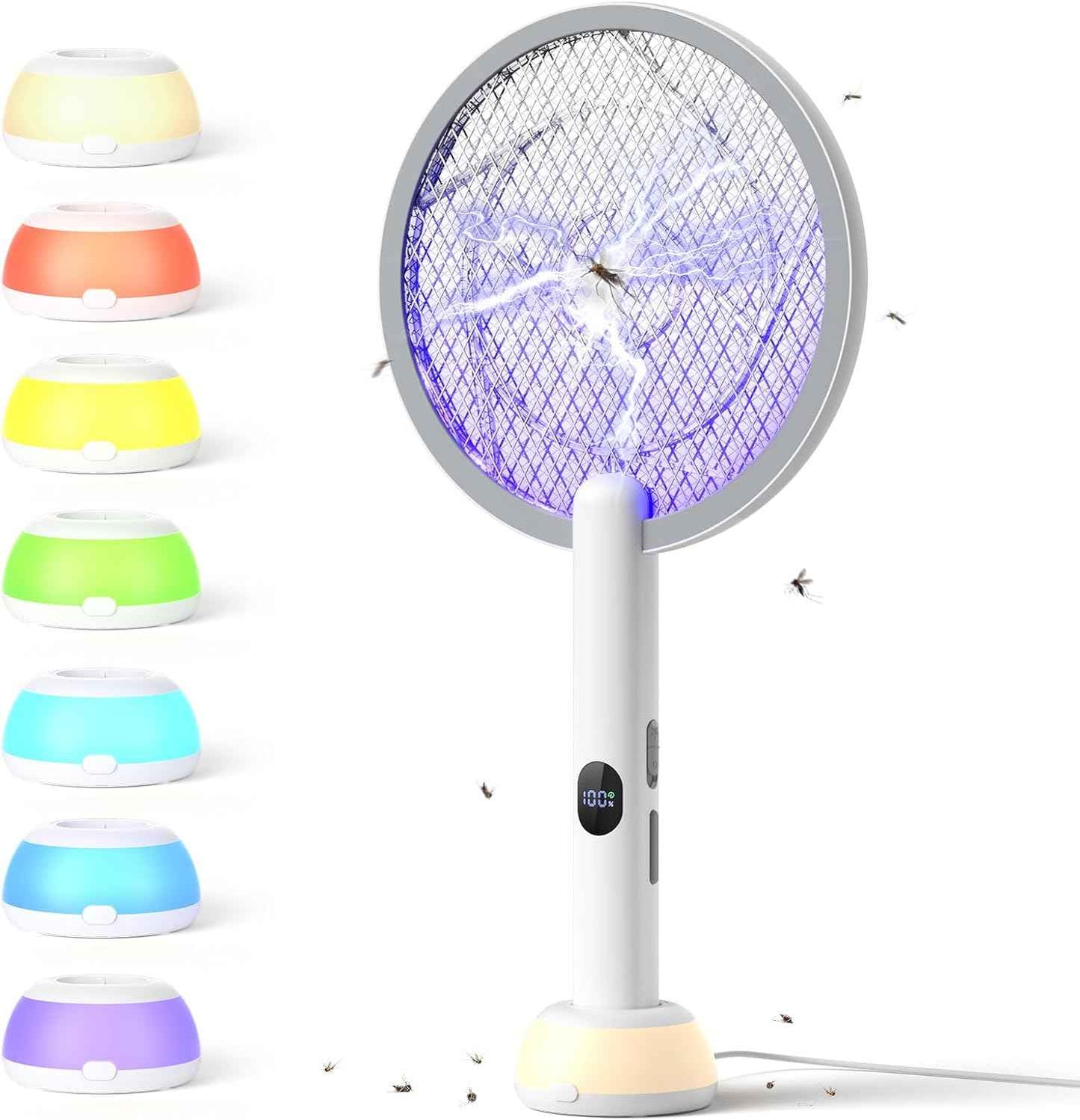 YISSVIC Electric Fly Swatter Bug Zapper Racket Dual Modes Mosquito Killer with Purple Mosquito Light Rechargeable for Indoor Home Office Backyard Patio Camping