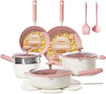 CAROTE 15-piece Ceramic Cookware Set with Non-stick Coating and Utensils