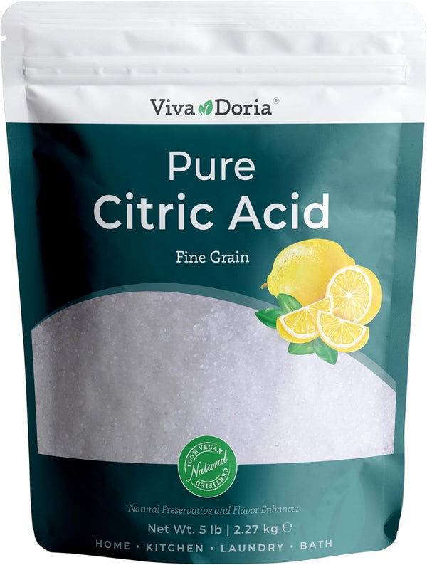 Viva Doria 100% Pure Citric Acid, Food Grade, Fine Grain, 2 lb (907 g) for Culinary and Beverage Applications