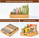 Bamboo Kitchen Cabinet Organizer for Food Storage Container Lids