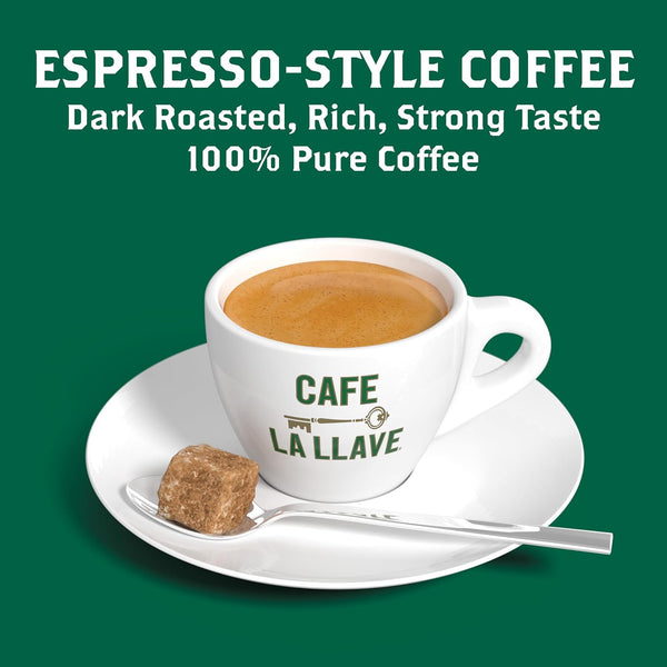 Cafe La Llave Dark Roast Espresso Coffee, 10 oz Bricks, Pack of 4, Cuban Style, Bold & Rich