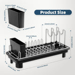SanDream Small Dish Drying Rack with Removable Utensil Holder & Anti-Scratch Base