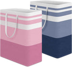 HomeHacks 2 Pack Large Laundry Baskets, Waterproof, Freestanding Laundry Hampers, Collapsible Clothes Hamper with Reinforced Handles in Laundry Room, College Dorm, Bathroom, Bedroom (Grey, 75Lx2)