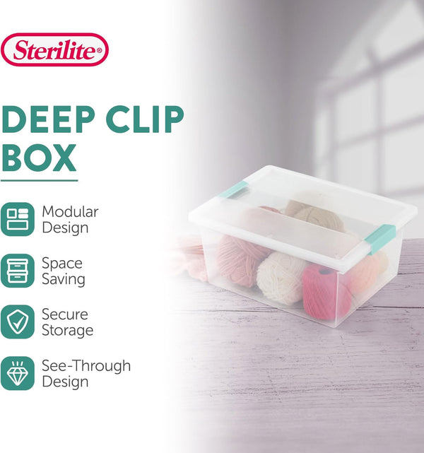 Sterilite 4-Pack Large Stackable Plastic Storage Bins with Latching Lids