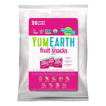 YumEarth Organic Tropical Fruit Snacks (Pack of 35) - 0.7 Ounce Snacks Packs - Non GMO, Gluten Free, Vegan, Dye Free - Pineapple, Raspberry, Mango