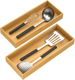 Bamboo drawer organizer for kitchen storage and organization