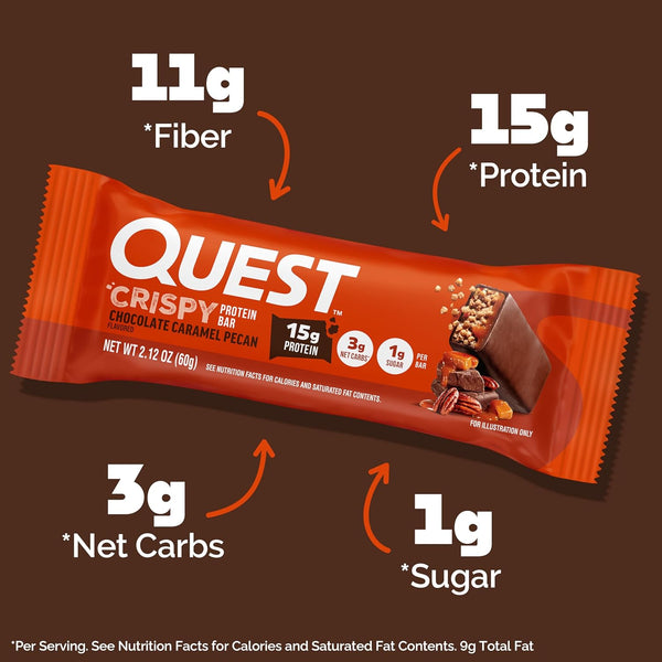 Quest Nutrition Crispy Chocolate Caramel Pecan Hero Protein Bar, 12 Count