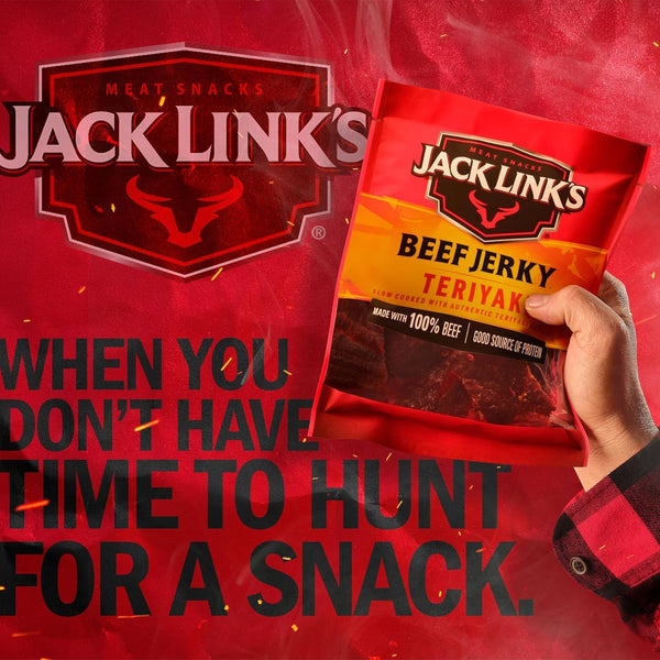 Jack Link's Teriyaki Beef Jerky Half Pounder 8 oz Large Jerky Bag Real Meat Protein Snacks