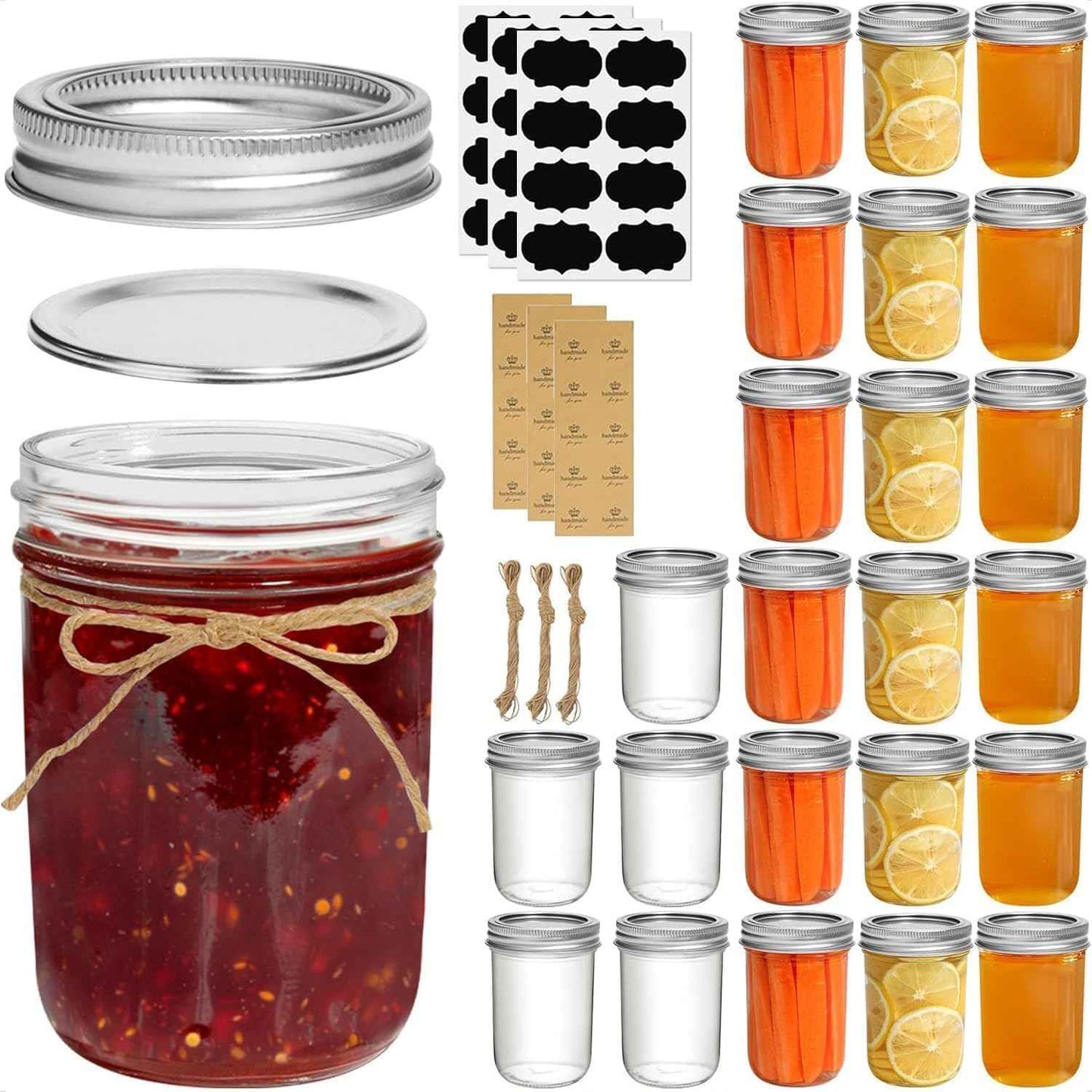 ComSaf Mini Mason Jars 4oz - 8 Pack, Regular Mouth Mason Jar with Lids and Seal Bands, Small Glass Canning Jar for Spice, Jam, Honey, Jelly, Dessert, Shower Wedding Favors, DIY Candles Decor