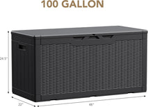 100 Gallon Waterproof Resin Deck Box for Patio Furniture and Garden Tools