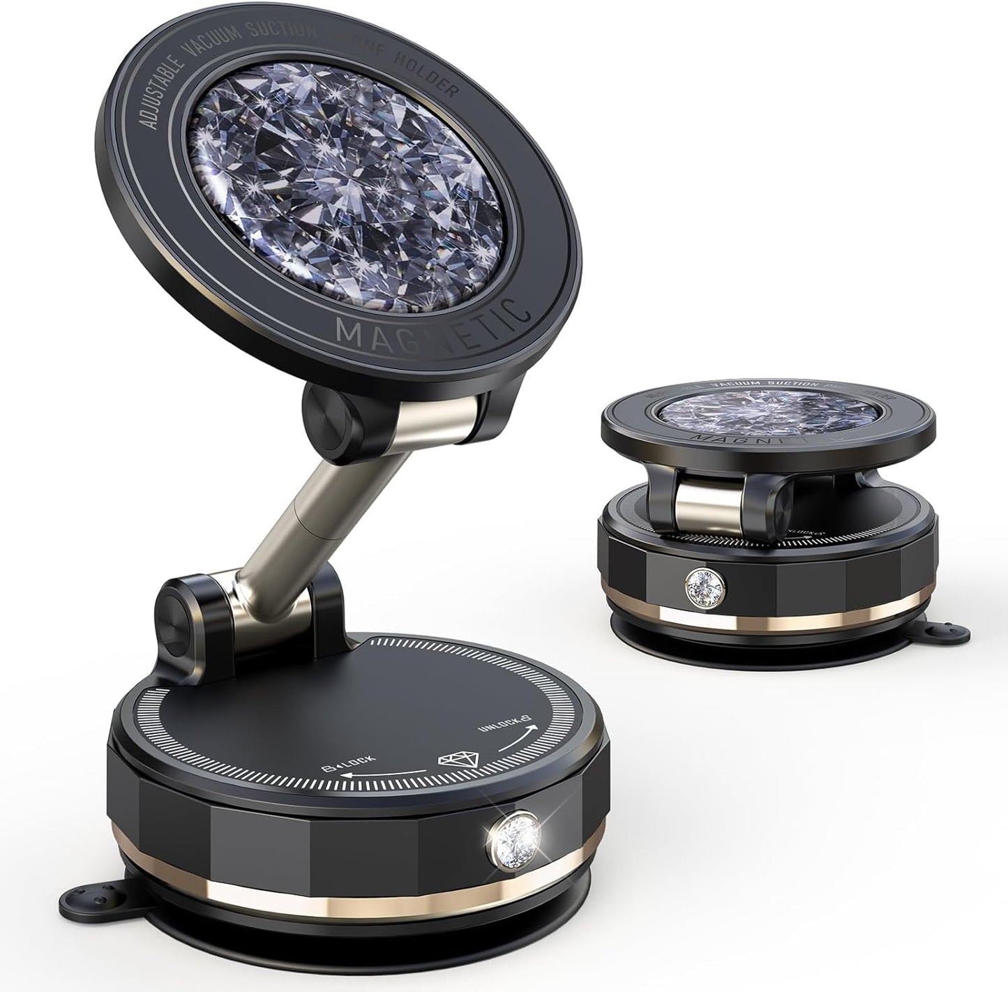 Upgraded Vacuum Magnetic Car Phone Holder for MagSafe[108+LBS Strongest Suction & 3000gf Strongest Magnetic],360° Adjustable Suction Cup Phone Mount for Car,Gym,Mirror,Men Women-Black