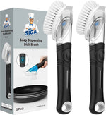 MR.SIGA Soap Dispensing Dish Brush, Kitchen Brush for Pot Pan Sink Cleaning, Black