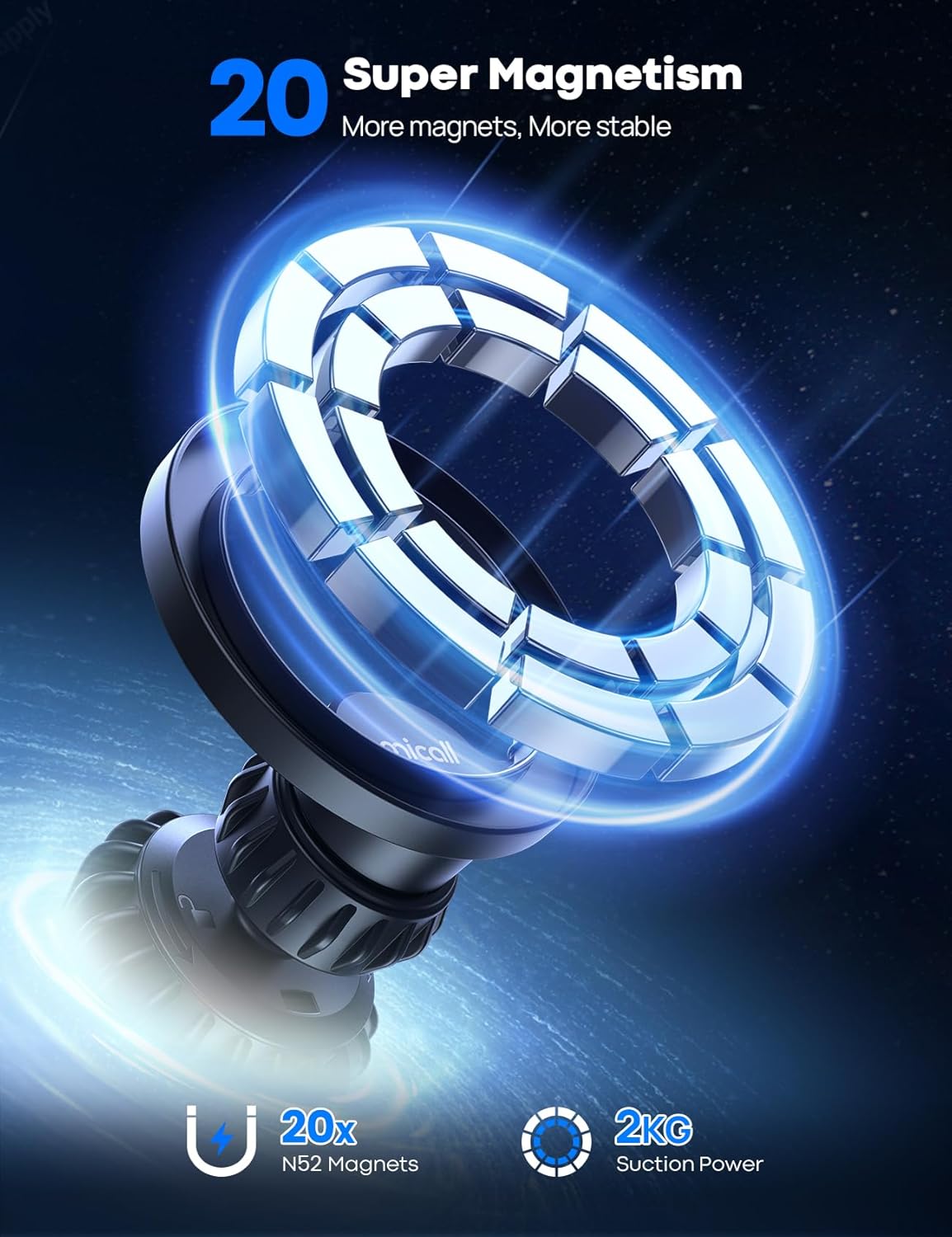 Lamicall for MagSafe Car Mount - [20 Super Magnets] Magnetic Car Phone Mount, Air Vent Phone Holder Car, Hands Free Cell Phone Holder Clip Car Accessories fit iPhone 17 16 15 14 13 Pro Plus Max