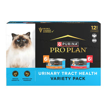 Purina Pro Plan Urinary Tract Wet Cat Food Variety Pack - 5.5 oz cans, 12-pack, beef and chicken entrees for urinary health