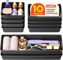 10 Pack Large Size Plastic Drawer Organizers Set for Desk and Vanity