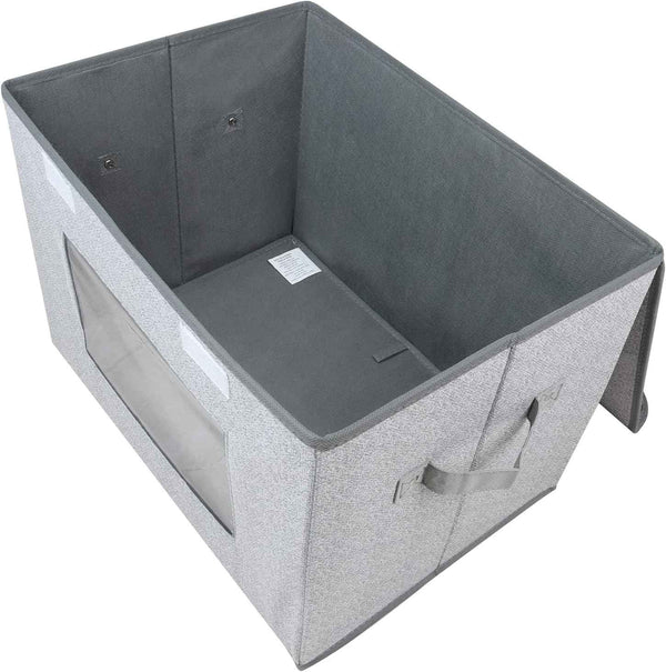 Univivi Fabric Foldable Storage Boxes [4-Pack] Large Collapsible Stackable Storage Bins with Lids, Closet Organizers and Storage Cube Basket for Home, Office, Bedroom (Gray, 17“ x 12” x 12")