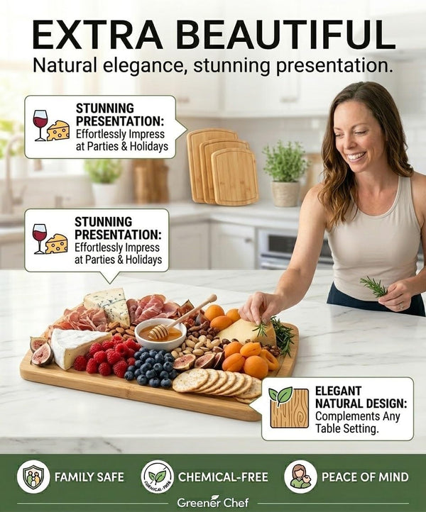 Luxury Bamboo Cutting Board Set of 3 with Glue-Free Surface Technology