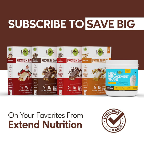 Extend Sugar Free Protein Bars, High Protein and Fiber, Low Carb, Keto Friendly, 12 Count, Chocolate Peanut Butter