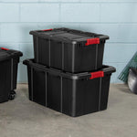 Sterilite 6-Pack Industrial Tote Storage Bins with Lids, 15 Gallon, Black