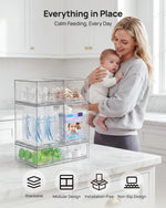 Clear Plastic Stackable Storage Drawers Set of 5 for Kitchen Countertop Organization
