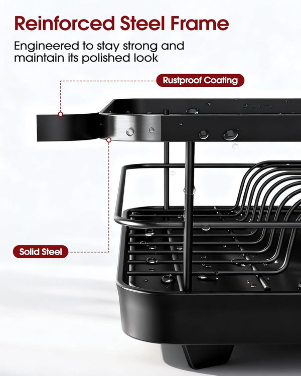 Stainless Steel Dish Rack with Drainboard for Kitchen Counter and Sink
