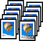 FIXSMITH 8x10 Picture Frame Set of 2, Photo Frame with HD Plexiglass, Display Pictures 5x7 with Mat or 8x10 Without Mat Multi Picture Frames Collage for Tabletop or Wall Display, Black