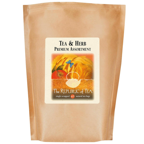 The Republic of Tea Premium Assortment of Teas and Herbs 40 Individually Wrapped Tea Bags