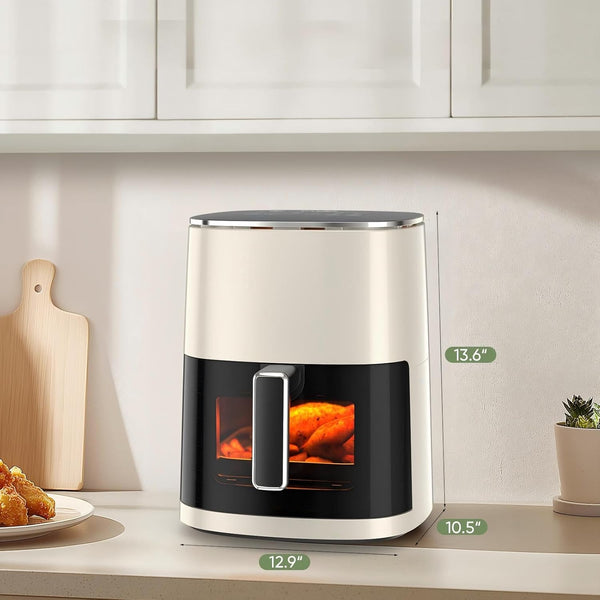 Air Fryer, 6QT Square Airfryer with Visual Window, 400°F Fast Heating Air Fryers Oven with Timer, Auto-Off, Non Toxic & Non Stick, Multiple 12 Modes for Roast, Bake, Dehydrate, Fry, Reheat