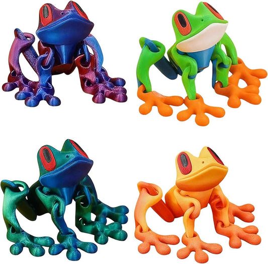 4Pcs 3D Printed Magnetic Frog Fridge Magnets, Realistic Jointed Jumping Frogs Model, Magnetic Frog Refrigerator Magnets Decor, for Home Office Decor