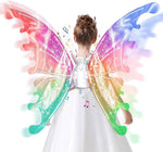 maysida electric fairy wings for girls, light up moving butterfly wings with led lights and music, halloween valentine birthday christmas party costume princess cosplay