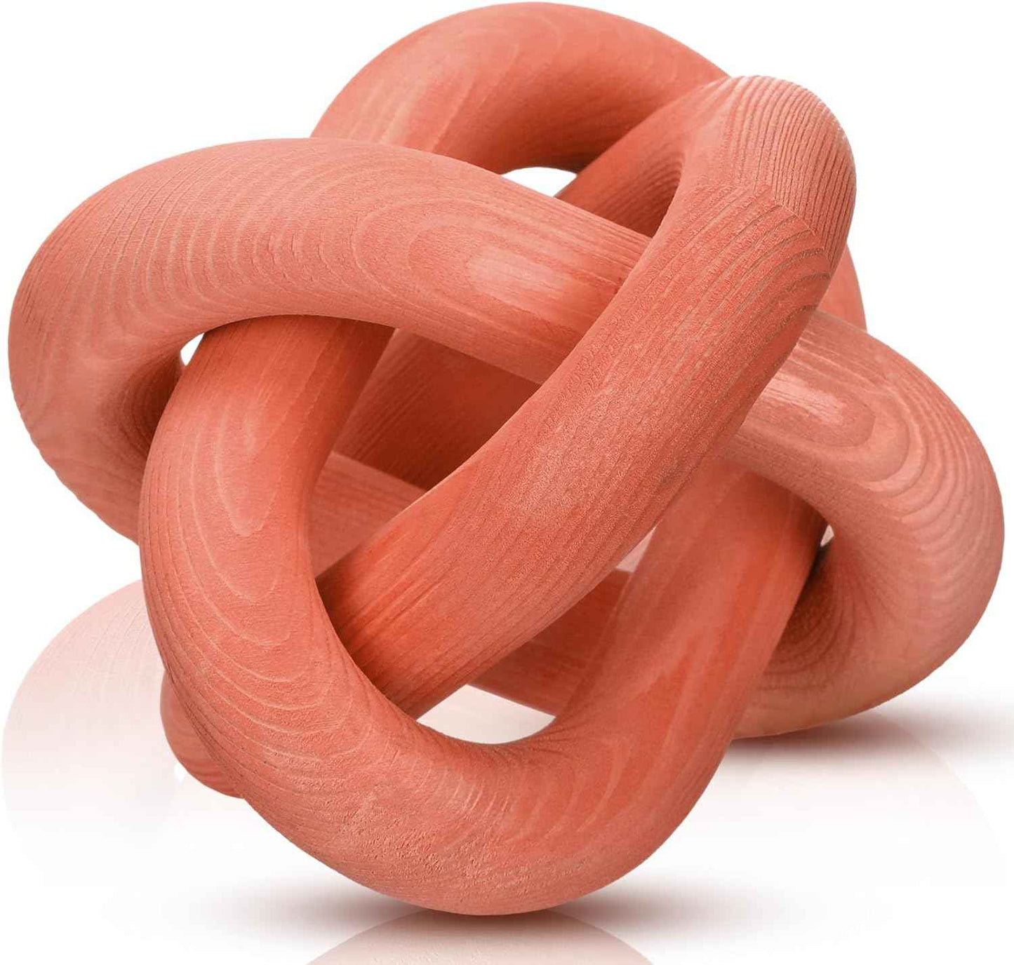 3 Link Wood Knot Decor - Hand Carved Coffee Table Decoration, Boho Chain Link Decor, Modern Shelf, Rustic Objects for Home Living Room Bedroom(White)