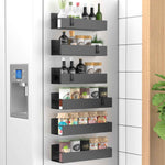 Metal 4 Pack Magnetic Spice Storage Rack Organizer for Refrigerator and Oven, Black Fridge Organizers and Storage