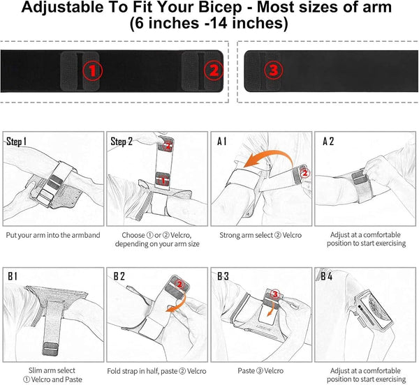 Running Armband for iPhone and Galaxy Phones with Earphone Bag and Zipper Slot
