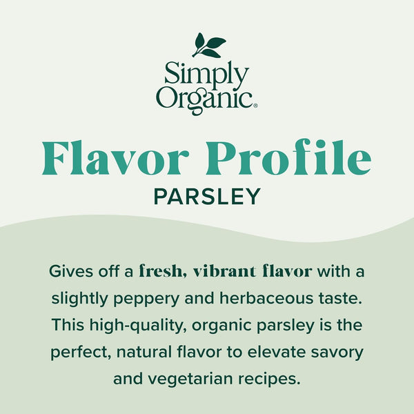 Simply Organic Italian Parsley Organic Flakes 0.26-Ounce Jar Kosher Fresh Green-Leafy Taste