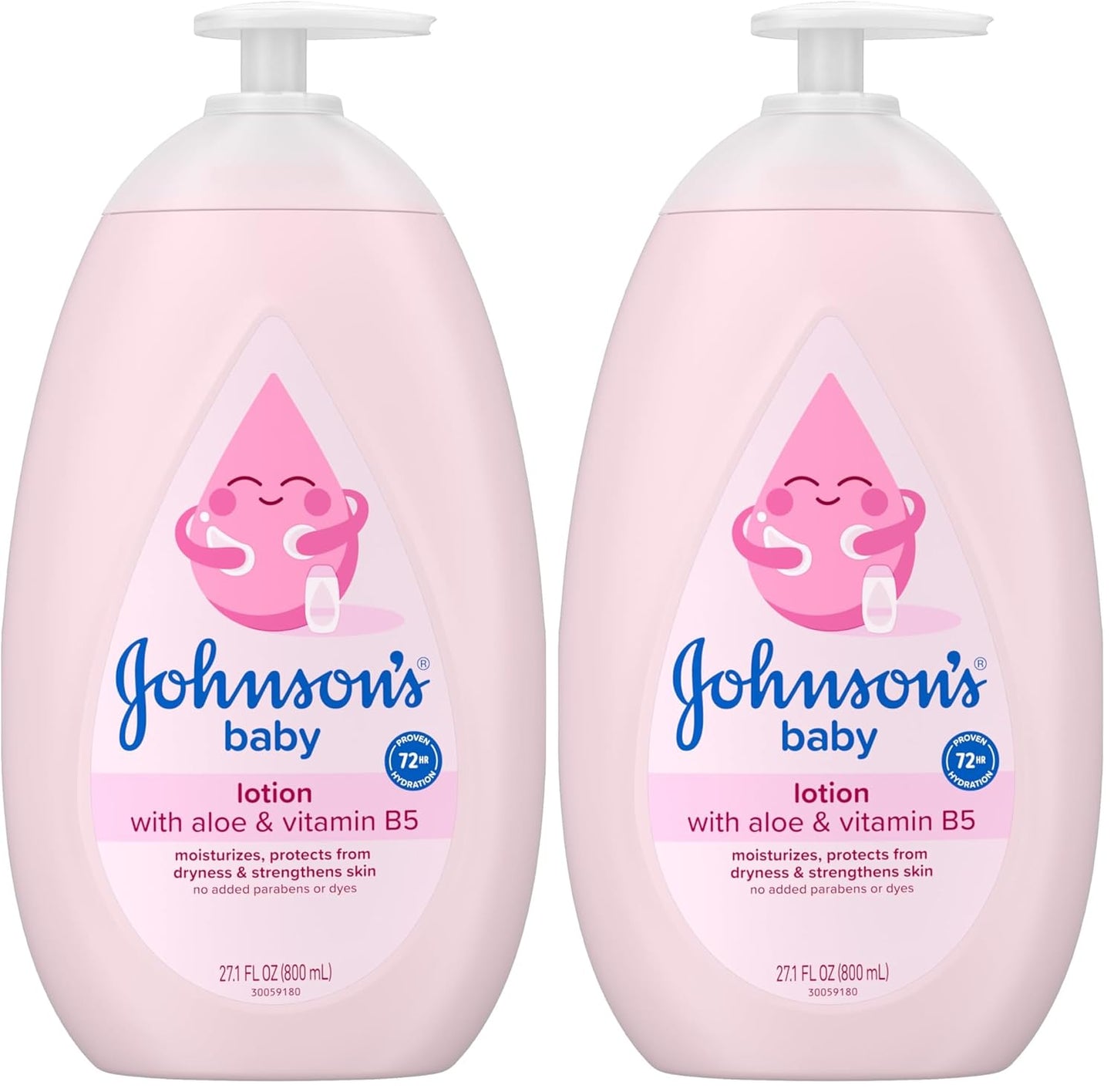 Johnson's Baby Lotion with Coconut Oil, Aloe Vera & Vitamin B5, 72 HR Hydration, Skin Moisturizer, Hypoallergenic, Safe for Newborn, Protects From Dryness &; Strengthens Skin, 27.1 fl. oz
