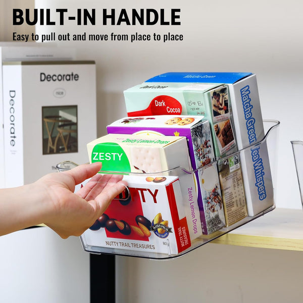 12-pack clear plastic storage bins for organizing and labeling