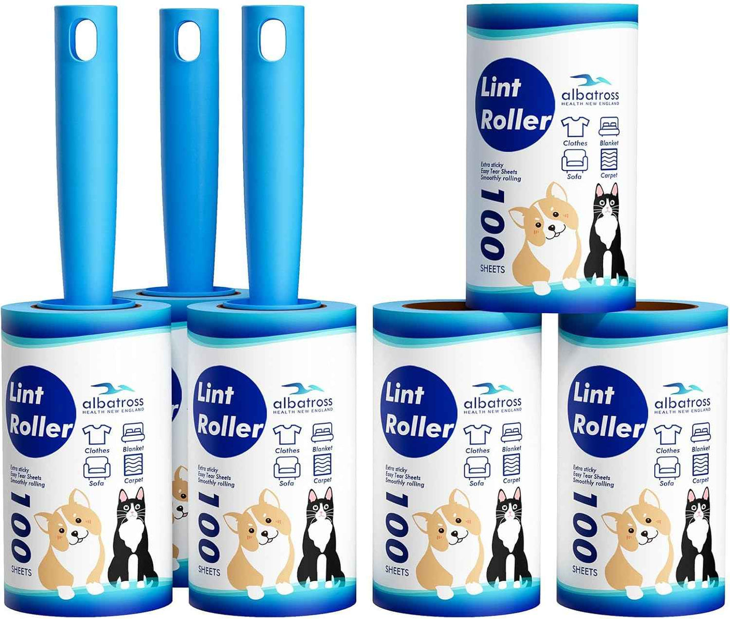 Extra Sticky Lint Roller, Mega Value Set 400 Sheets for Pet Hair Removal, Dog and Cat Lint Remover for Clothes, Furniture, Carpet