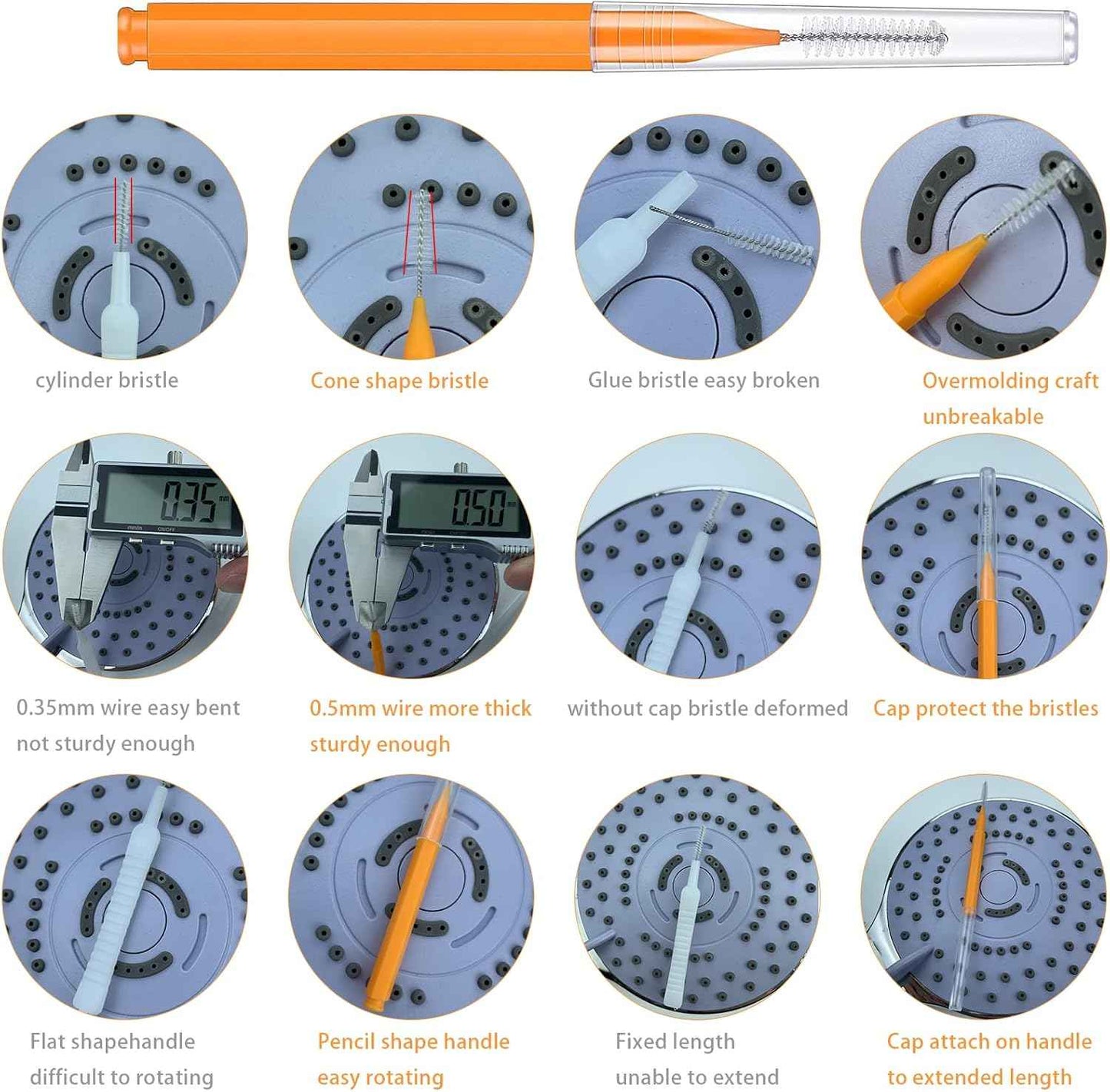 Shower Head Cleaning Brush Tool, Small Crevice Cleaning Brush Anti Clogging for Bathroom Pipe & Car Washers