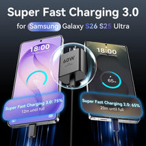 60W USB C Super Fast Charger Type C Android Phone Charger Fast Charging Block with 10ft USB-C to USB-C Cord Compatible with Samsung Galaxy S26 Ultra/S26/S26+/S25/S25 Ultra/S25+/S24, MacBook, iPad