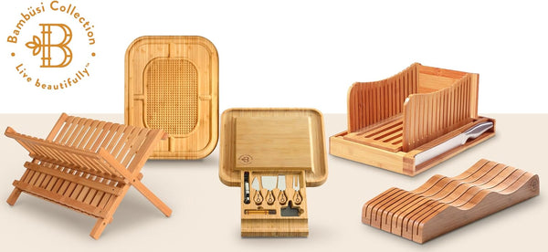 Bambusi Collapsible Bamboo 2 Tier Foldable Wooden Dish Drainer for Countertop